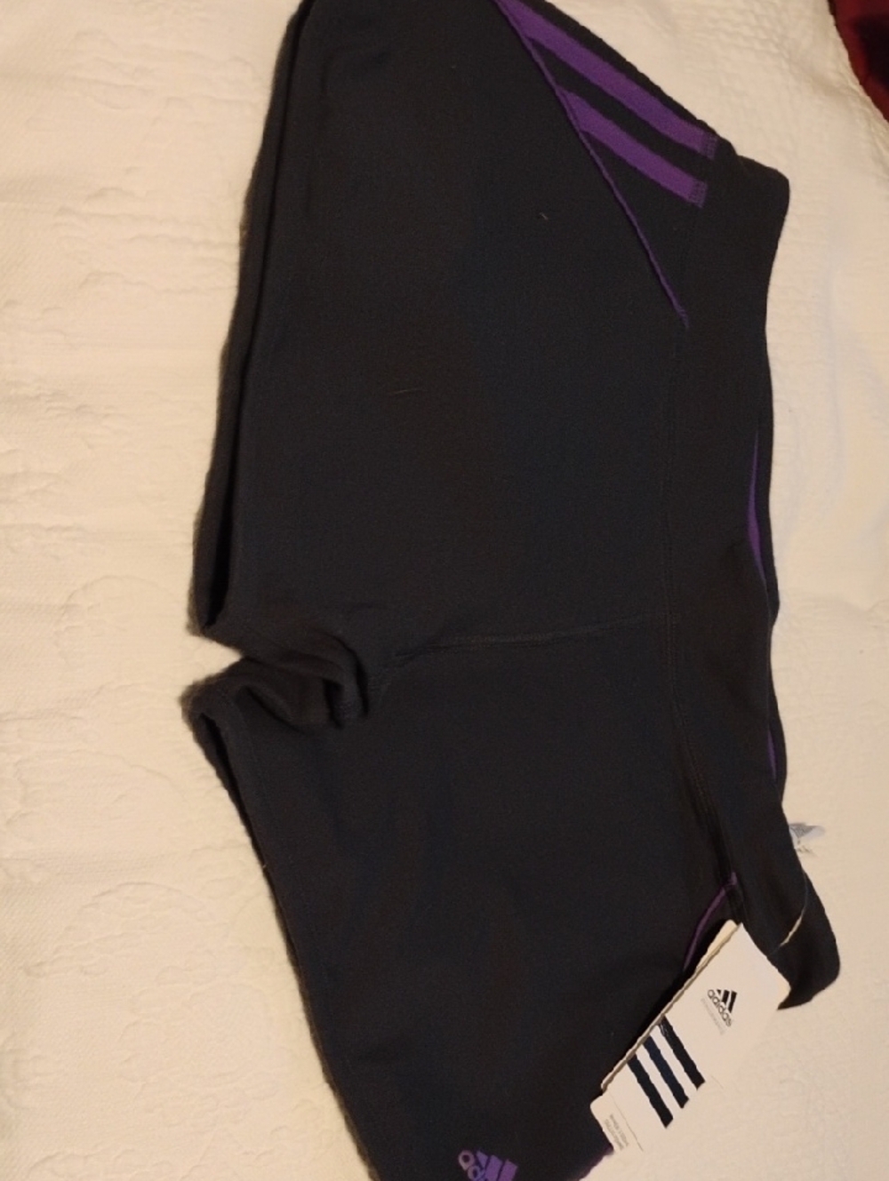 adidas Black Shorts with Purple Accent Stripes Lg